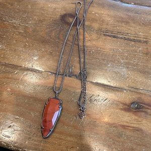 Kendra Scott Red Jasper Chocolate hardware arrowhead adjustable necklace